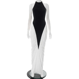 Elegant Halter Evening Sleeveless Long Dress Vintage High Waisted Luxury Summer Dress