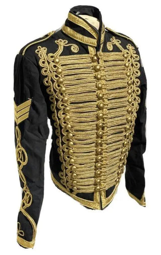 Historical Men's American Civil War Gold Braiding Hussar Officers Jacket With Gold Aiguillette Costume