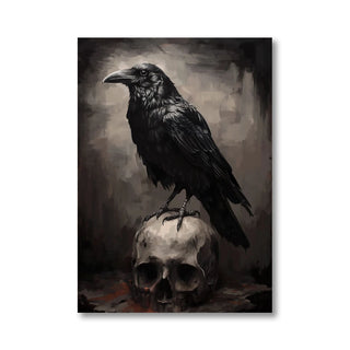 Retro Victorian Animal Crow Witch Ghost Canvas Print Dark Pumpkin Skull Halloween Wall Art Poster for Living Room & Gothic Decor