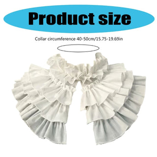 Victorian Layered Ruffle Detachable False Collar Women Vintage Renaissance Tiered Pleated Neckwear Shawl Cape for Female Dress