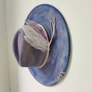 Retro Suede Fedora Hat Feather Accessories Fedora jazz Cap Panama Fashion Party Hats Autumn 2024