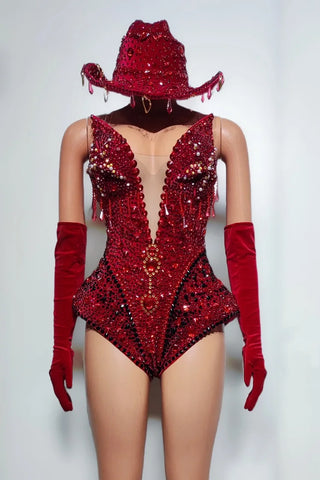 Full Diamonds Multi-Color Tight And Sexy Jumpsuits Gloves Hats Parties Nightclubs Bars Performance Costumes