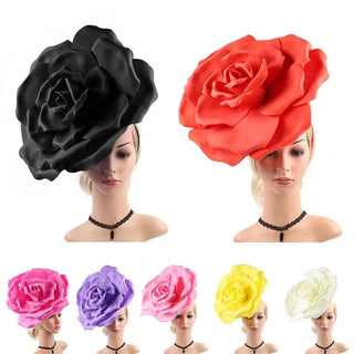 Exaggerated Rose Flowers Fascinator Hat Wedding Bridal Makeup Prom Photo Shoot Mardi Gras Headpiece