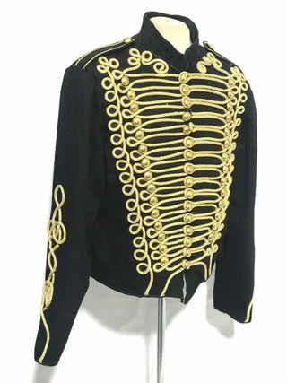 Historical Men's American Civil War Gold Braiding Hussar Officers Jacket With Gold Aiguillette Costume