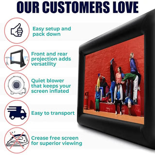 Outdoor Halloween Movie Night 14-30Ft Inflatable Movie Screen with Stand Frame Movie Screen Use in Combination with blower