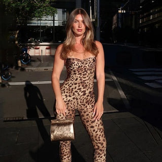 Leopard Jumpsuit Women Sleeveless  Trend Leopard Print Halloween