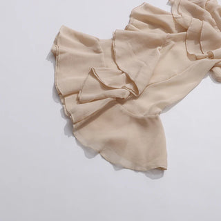 Whimsical Loose Sheer Blouse High Neck Long Sleeves Patchwork Ruffles Folds Elegant