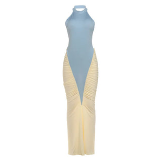Elegant Halter Evening Sleeveless Long Dress Vintage High Waisted Luxury Summer Dress