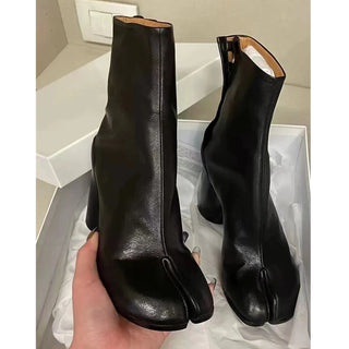 2026 Autumn Winter Soft Leather Split toe Tabi Women Ankle Boots Fashion Zip Thick High heels Chelsea Chunky Shoes Short Booties