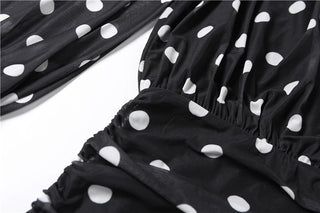 Polka Dot Print Mini Ruched Elegant Retro