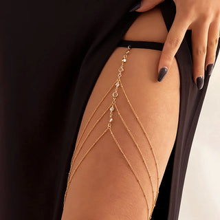 Bohemian Elastic Band Leg Thigh Chain Women Beach Sexy Long Tassel Multilayer Adjustable Body Jewelry Dress Decorate Unisex