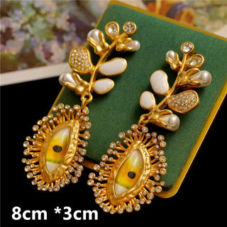 Third Eye Freshwater Pearl Tassel fashion cocktail Ring earrings face jewelry Halloween witch eye