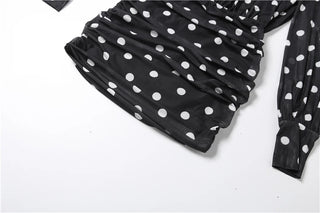 Polka Dot Print Mini Ruched Elegant Retro