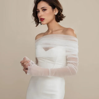 Mummy Bride Wrap Set Detachable Sleeve Bridal Shoulders Cover Party Bolero Transparent