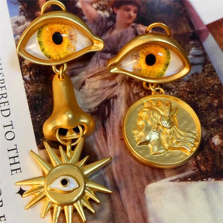 Third Eye Freshwater Pearl Tassel fashion cocktail Ring earrings face jewelry Halloween witch eye