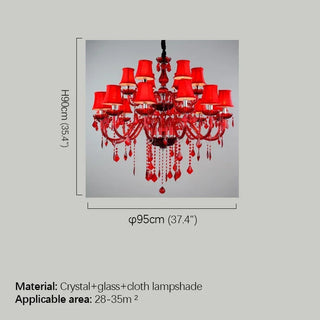 Fantasy European Luxury Crystal Pendent Lamp Red Wedding Room Living Room Restaurant Bedroom Villa Clothing Store KTV Chandelier
