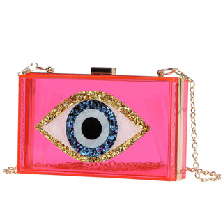 Fashion Acrylic Small Eye Box Hand Bag Luxury Tote Cross body Chain Bag Purse Clutch Bag Women Girl Party Messenger