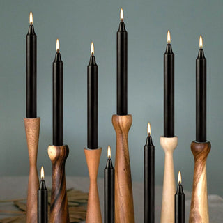 12 Pcs 3.9*0.4in (10.1*1.2cm) Black Small Rod Wax, Drip-Free, Smoke-Free and Fragrance-Free Home Dinner Candles, Hand-Pulled, High-Quality, Suitable for Various Places, Various Holidays.