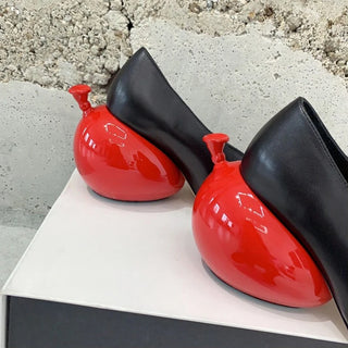 New balloon pointed toe slip on shoes circus heel casual pumps