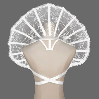 Medieval Retro Gothic Lace Boned Stand Collar Capes Women Halloween Witch Party Cosplay Costume Accessories Props
