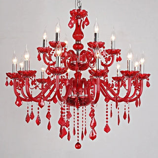 Fantasy European Luxury Crystal Pendent Lamp Red Wedding Room Living Room Restaurant Bedroom Villa Clothing Store KTV Chandelier