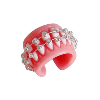 Braces Colorful Acrylic Teeth Rings Geometric Resin Ring Halloween Party Jewelry