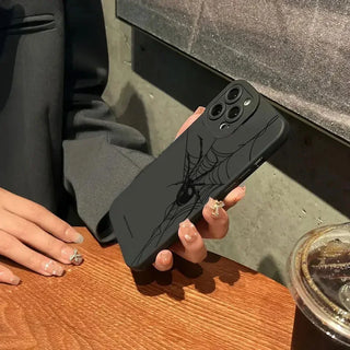 Halloween Black Spider Web Print Matte Case for iPhone 16 13 11 12 14 15 Pro Max Mini XR X XS Max 7 8 15 16 Plus SE 2 Soft Cover