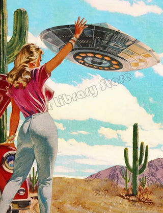 Retro Surrealism Space UFO Trippy Poster Canvas Painting Wall Art Pictures Home Room Decor