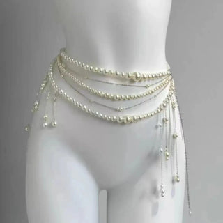 Designer Red blood belt Jewelry Multilayer Pearl waist chain for Women's Fashion Retro Character Playing Body Accessories Party Belts