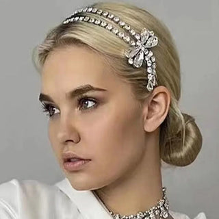 Stonefans Ins Fashion Bow Crystal Hair Band Bride Headband Headwear Girls Party Accessories Rhinestone Bridal Hair Hoop Jewelry