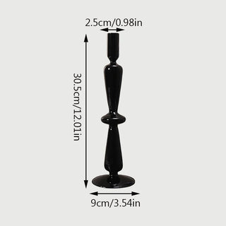 Black Glass unique Candle Holder Living Room Modern Halloween Decoration Table Creative Candlestick Glass Vase Bookshelf Decor