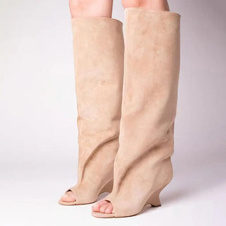 Unique and Versatile scrunch High-top Boot peep toe Boot