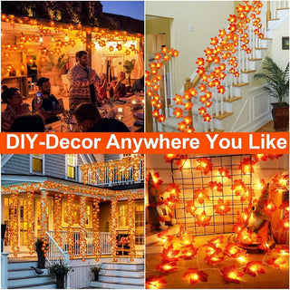1.5m 10LED/3m 20LED/6m 40LED-LED Maple Leaf Light String Suitable for Indoor Halloween Thanksgiving Christmas Decoration