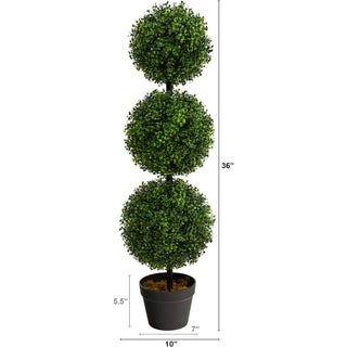 3ft. Artificial Triple Ball Boxwood Topiary Tree (Indoor/Outdoor) Green