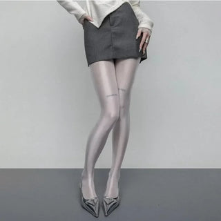 Shine Solid Tights High Waist Super Elastic Pantyhose Stockings Y2k Tights