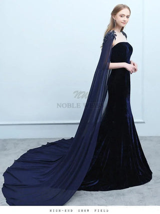 Long Crystal shoulder cape Wedding Cape Bridal Cloak Shawl Coat Chiffon Party Wrap Crystal Applqiued Shoulder Train Customized