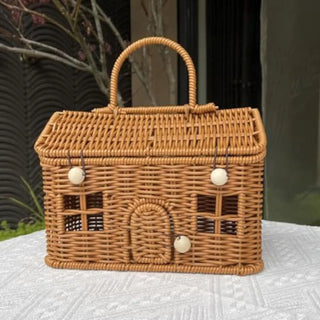 Rattan Basket Rattan Picnic Basket Woven Storage Vintage Creative Rustic Decor Organizer