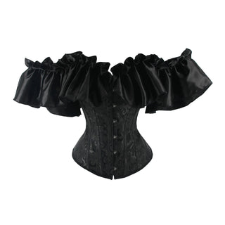 Off Shoulder Corset Top Gothic Corsets and Bustiers Overbust Corset Slimming Waist Trainer Ruffles Short Sleeve Women Top