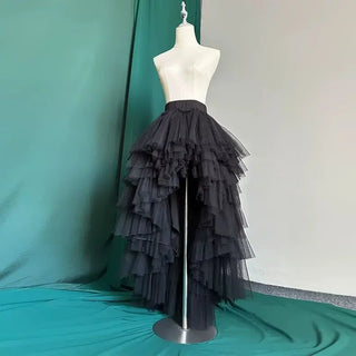 Classic Party Skirt Universal ivory black high low short front long back