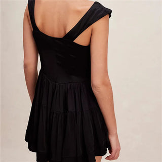 Women Boho Graphic Mini Dress Ruffle Strap A Line Sundress Graffiti Short Babydoll Dress Floral Going Out Dresses