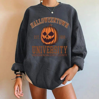 Halloween Pumpkin Letter Print Sweatshirt Round Neck Casual Trend Sweatshirt Autumn Spring Women's Clothing Spy X Family