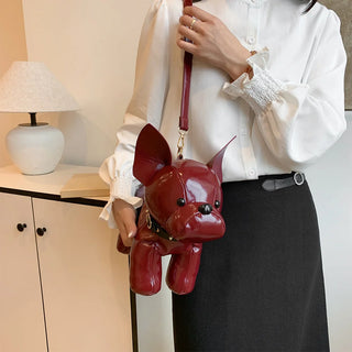 Unique Doggie Shoulder Bag Fashion Creative Design Cute Bulldog Handbag Adjustable Strap PU Leather Messenger Bag Crossbody