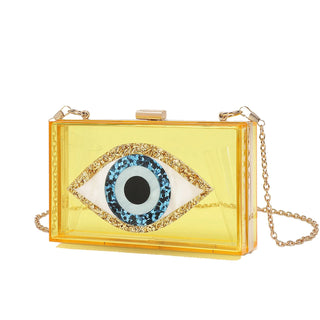 Fashion Acrylic Small Eye Box Hand Bag Luxury Tote Cross body Chain Bag Purse Clutch Bag Women Girl Party Messenger