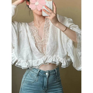 Lace V Chemise Femme Blouse