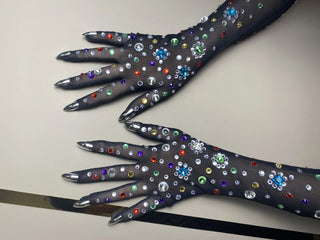 Stretch Rhinestone Gloves