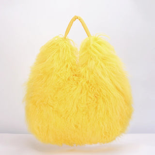 Real Mongolia Fur Handbags Women's Lamb Fur Plush Shoulder Bags Soft Fur Hobo Handbag Women Large Capacity  Purse