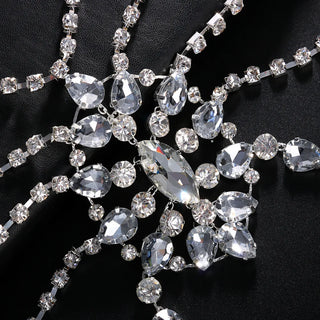 Boho Crystal Bridal Shoulder Chain Necklace Porm Lingerie Accessories Bead Shawl Wraps Wedding Chest Body Chain Dress Jewelry