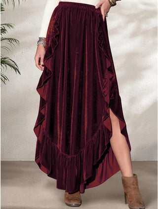 Victorian Skirts Women Medieval Renaissance Skirts Steampunk High Low Ruffle Skirt