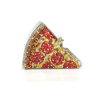 NEW drop women rhinestone purse funny pizza bag chic luxury Crystal Clutches