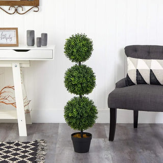 3ft. Artificial Triple Ball Boxwood Topiary Tree (Indoor/Outdoor) Green